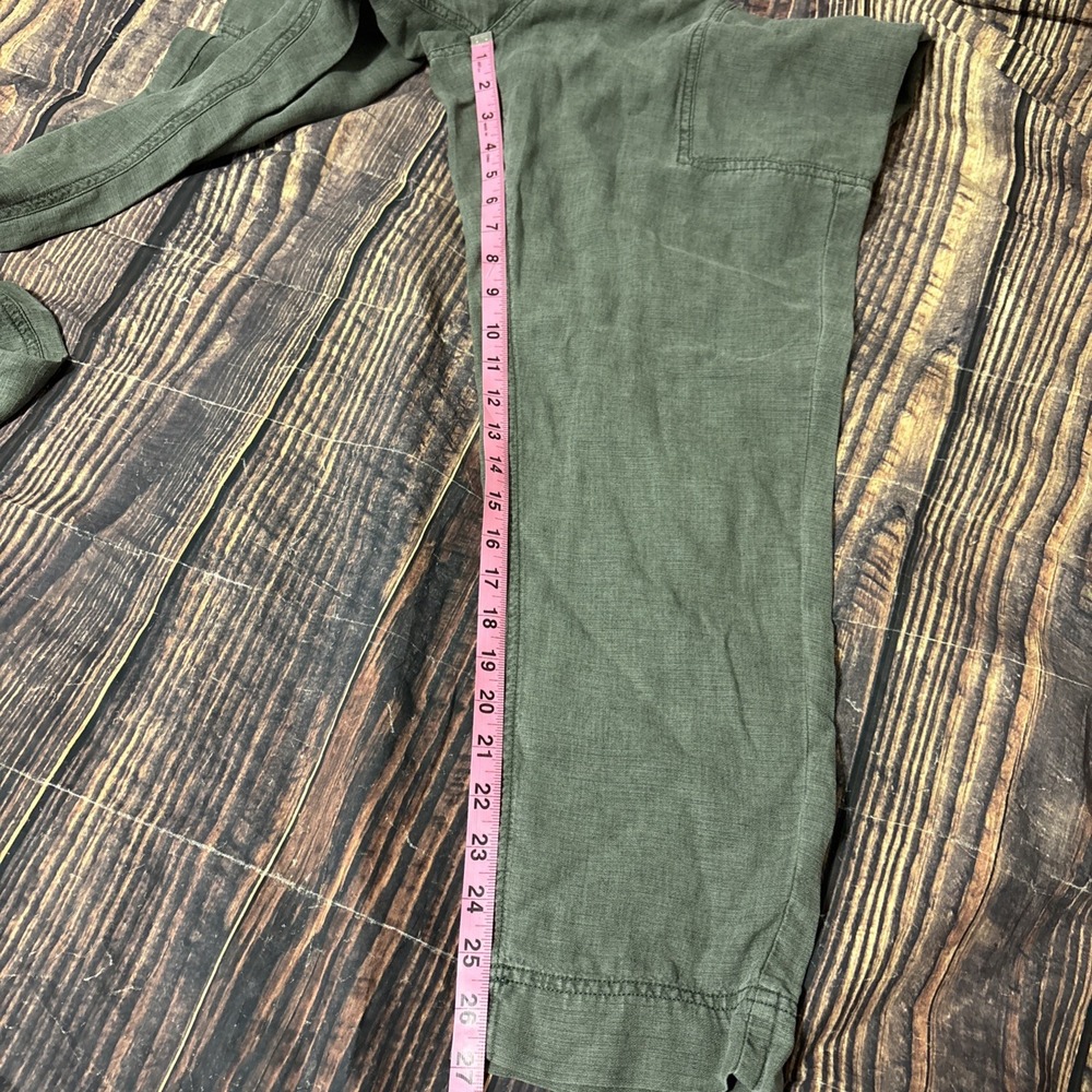 Splendid Women's Gia Drawstring Straight Leg Linen Blend Crop Pants Olive Medium - Picture 9 of 9